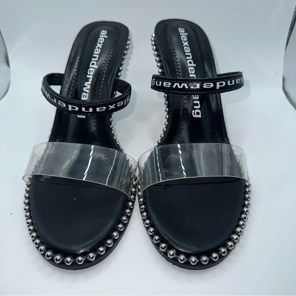 Alexander Wang Shoes Women’s US 9N Nova PVC Strap Stud Slingback Clear Heels - Picture 8 of 13